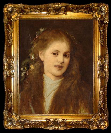 framed  unknow artist Madchen mit blumengeschmucktem Haar, ta009-2